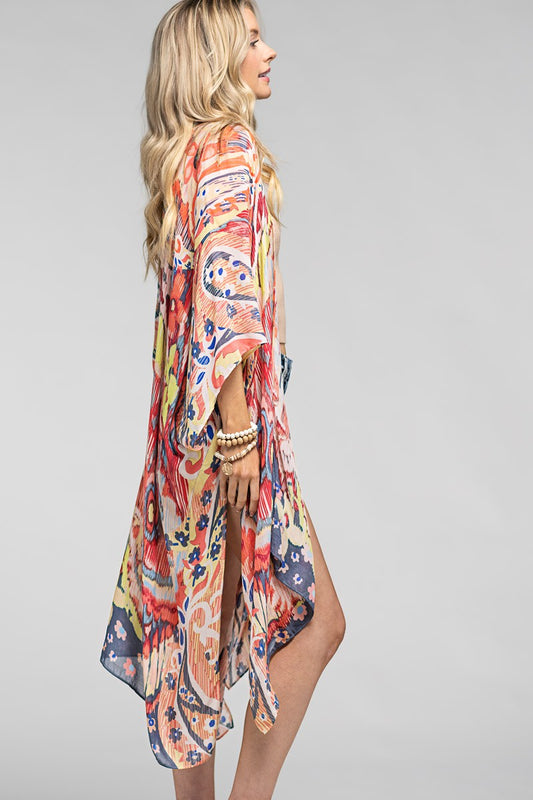 Colorful Rose Floral Kimono