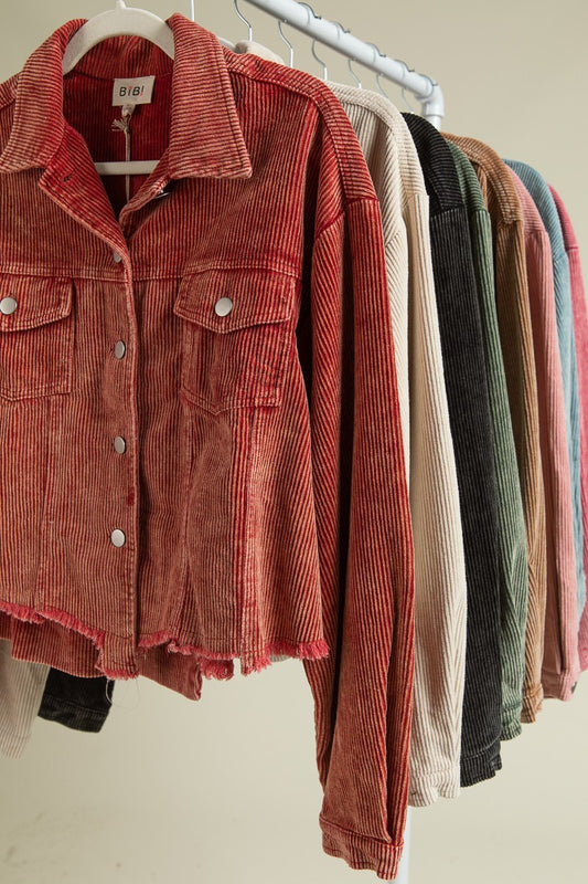 Brick vintage wash corduroy jacket