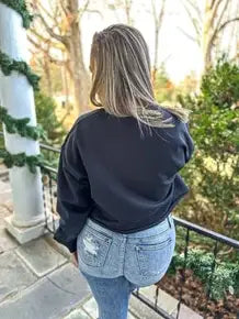 Champagne and Chill Black Puff Sweatshirt