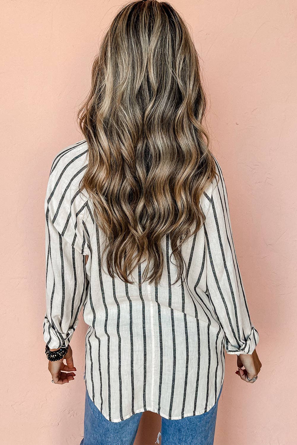 Striped Buttoned Oversized Shirt