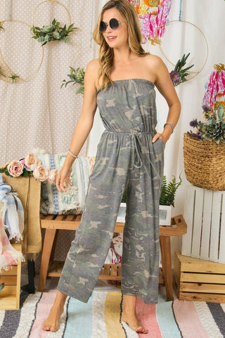 Camouflage Strapless Jumpsuit