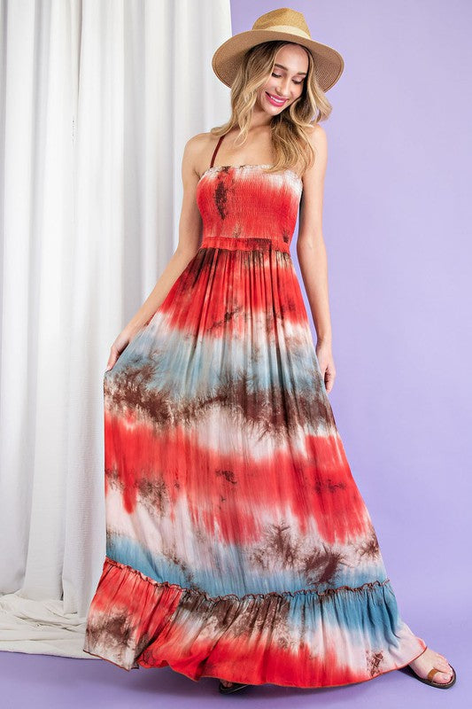 Tie Dye Halter Maxi Dress