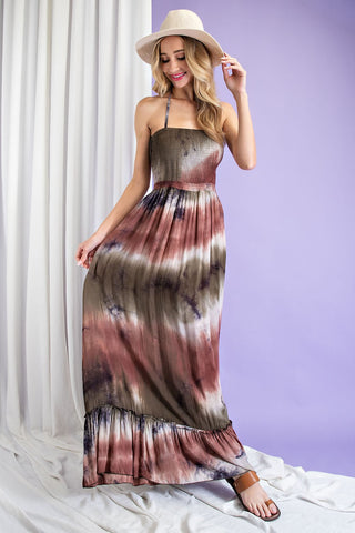 Tie Dye Halter Maxi Dress