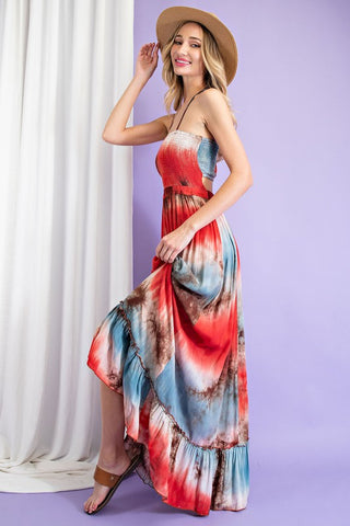 Tie Dye Halter Maxi Dress