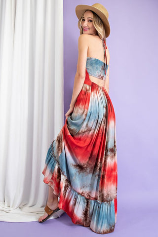 Tie Dye Halter Maxi Dress