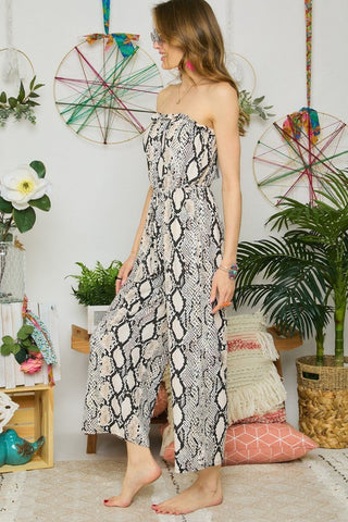 Snakeskin Strapless Jumpsuit